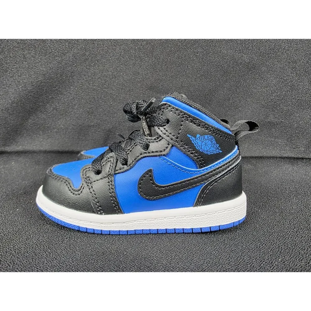 Nike Air Jordan 1 Mid TD Black Royal Blue Toddler Shoes Size 6C